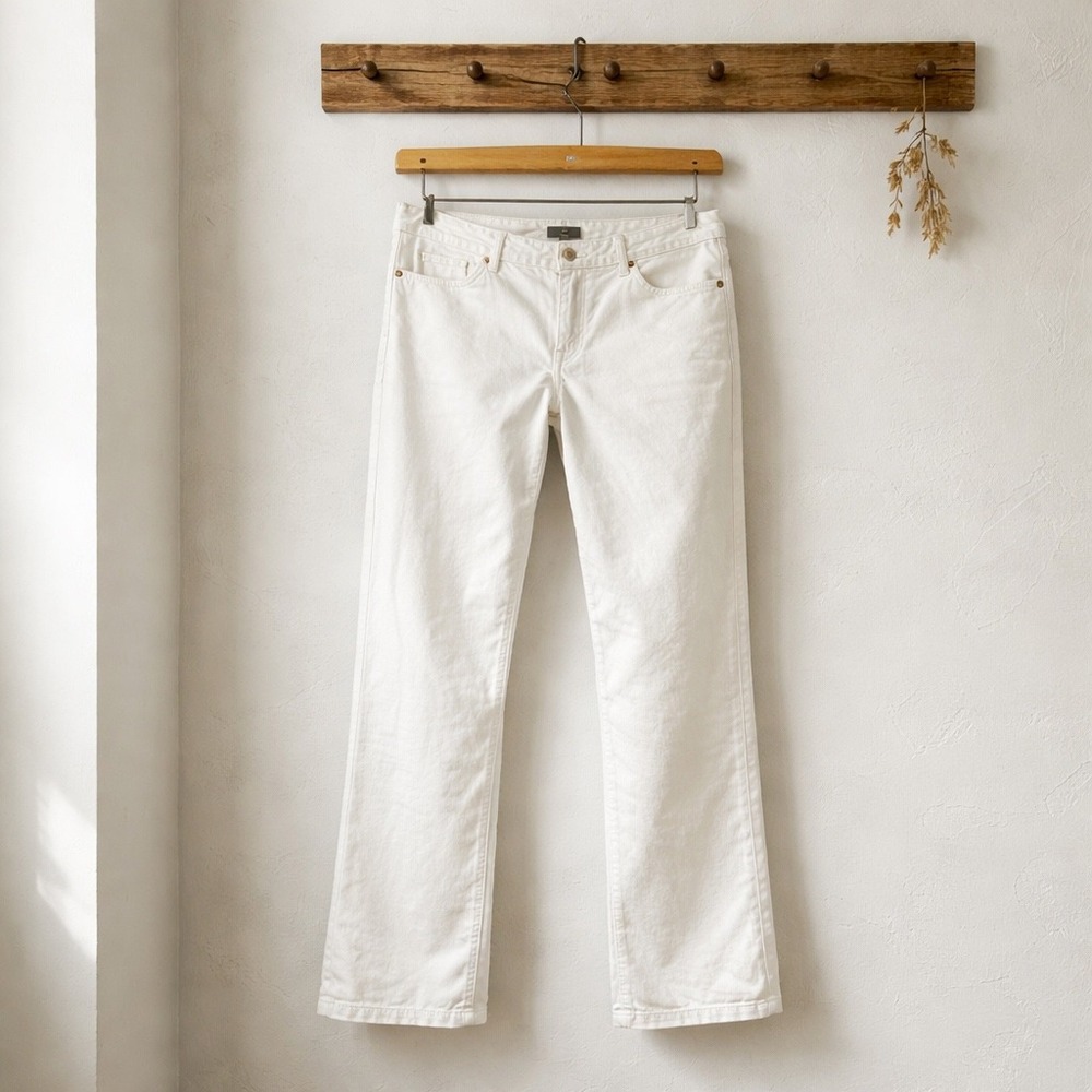 Tommy Hilfiger Corduroy Pants Women 14 White Excellent Straight Leg Stretch